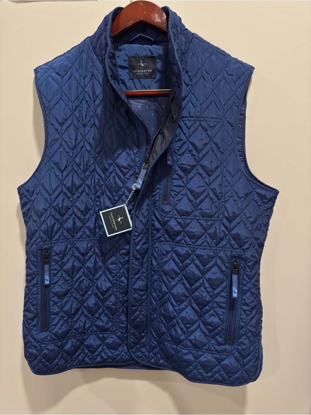 Tailorbyrd Mens Blue Quilted Vest Full Zip Lightweight NWT | Size Large